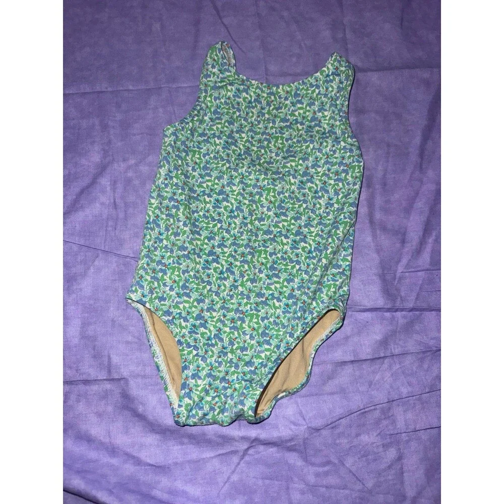 J.Crew Baby Floral One Piece Swimsuit Blue Green Size 6-12 Months